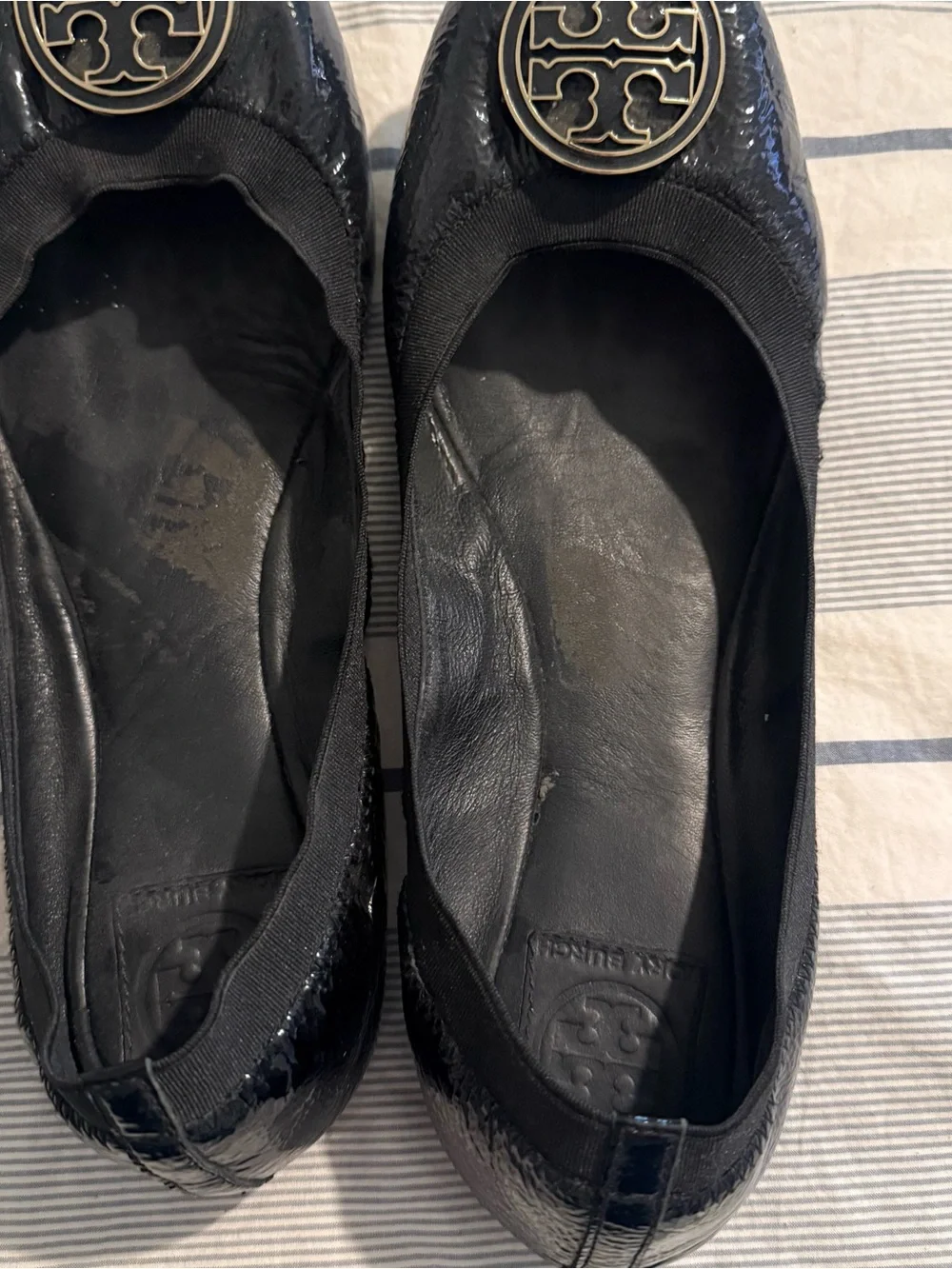 Tory Burch Black Patent Logo Ballet Flats